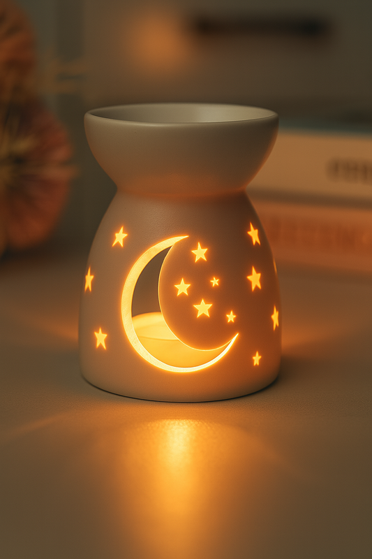 Brûleur d’Aromathérapie en Céramique Artisanale – Diffuseur d’Huiles Essentielles Élégant à Motifs Floraux