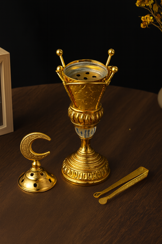 Brûleur d’Encens Oriental Doré – Élégance Spirituelle & Décoration Luxe